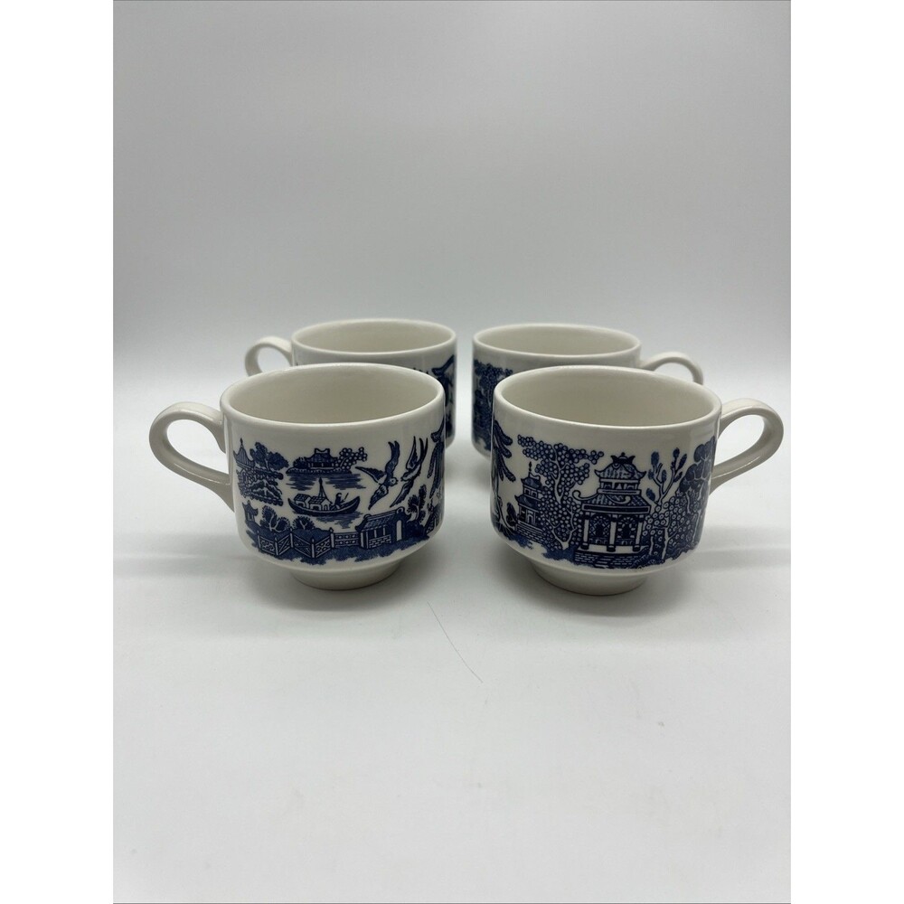 Churchill Blue Willow 8 Ounce Porcelain Coffee/Tea Cups, Made In England, 4
